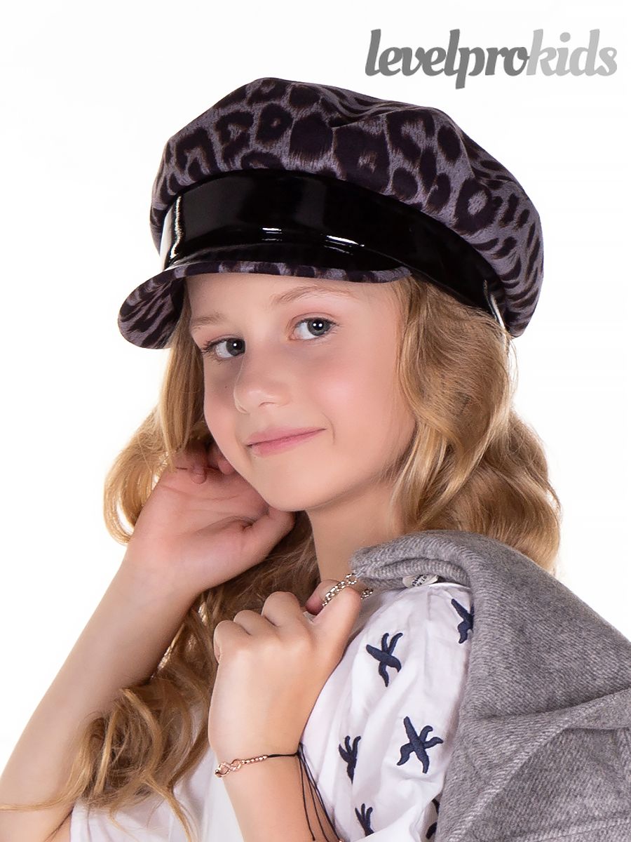Жюли LP kids кепка.<br>Трикотаж леопард~Leopard knit-Julie LP cap~Leopard knit-Julie LP kids cap