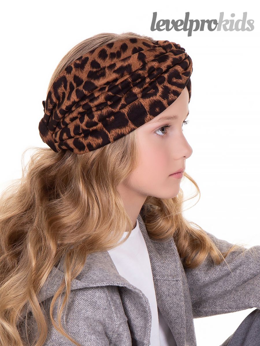 Полли kids повязка.<br>Трикотаж леопард~Leopard knit-Polly kids headband