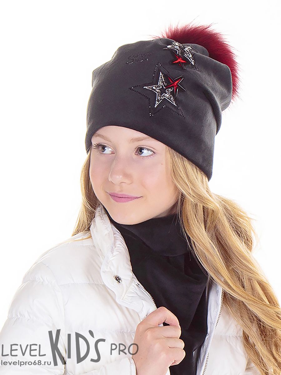 Созвездие помпон kids шапка 020/1.<br>Велюр~Velour-Constellation pompon cap 020-1