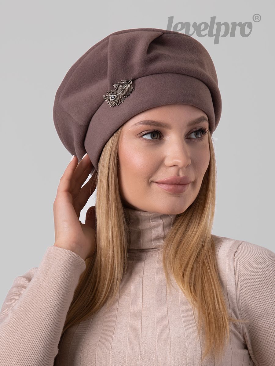 Лара брошь перо берет.<br>Кашемир~Cashmere-Lara brooch feather beret