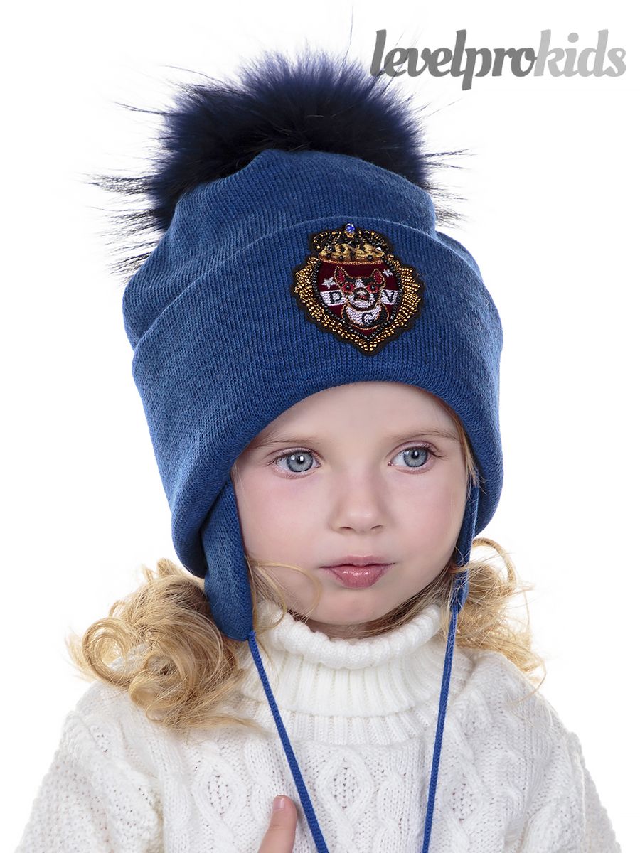 Джокер шеврон помпон шапка 020У.<br>Трикотаж Б2~Knit B2-Joker chevron pompom hat 020Y 