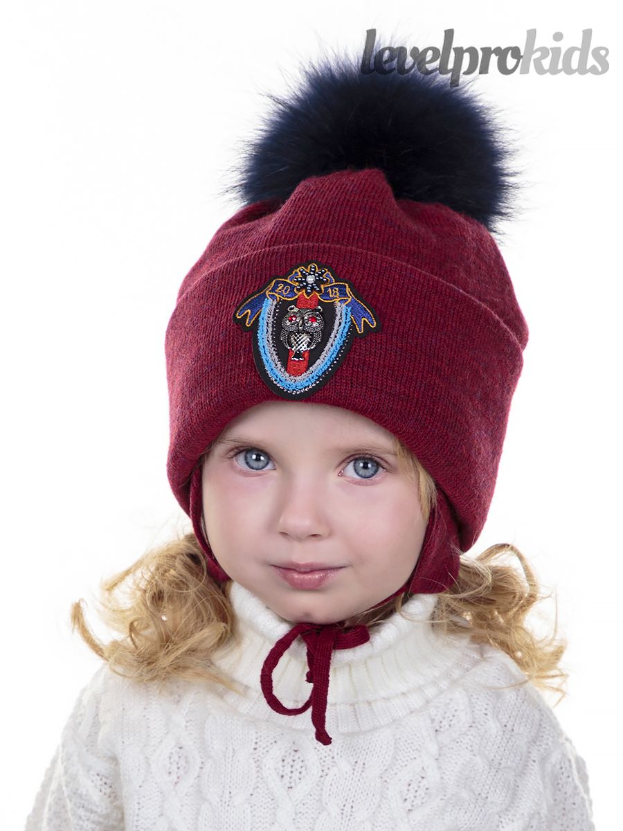 Сова металл шеврон  помпон шапка 020У.<br>Трикотаж Б2~Knit B2-Owl metal chevron pompom hat  020Y