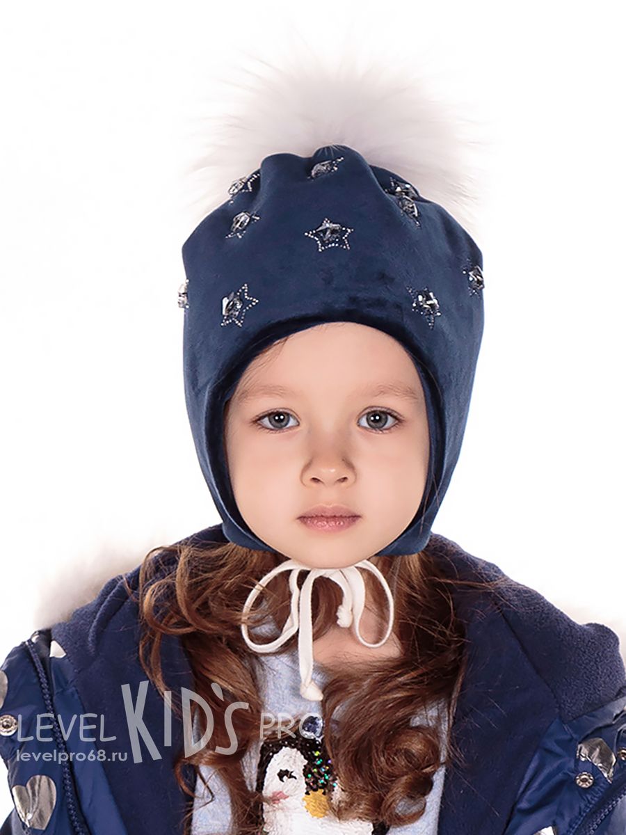 Звезды россыпь помпон kids VIP шапка 031У.<br>Велюр~Velour-Stars placer pompom hat 031Y  