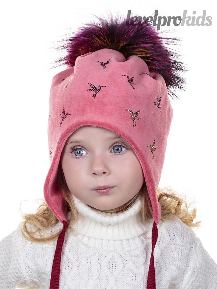 Колибри россыпь помпон kids шапка 031У.<br>Велюр~Velour-Colibri placer pompom hat 031Y  