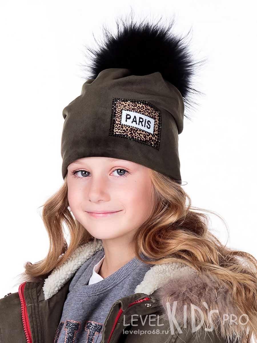 Париж помпон kids шапка 020/1.<br>Велюр ~Velour-Paris pompom hat 020/1