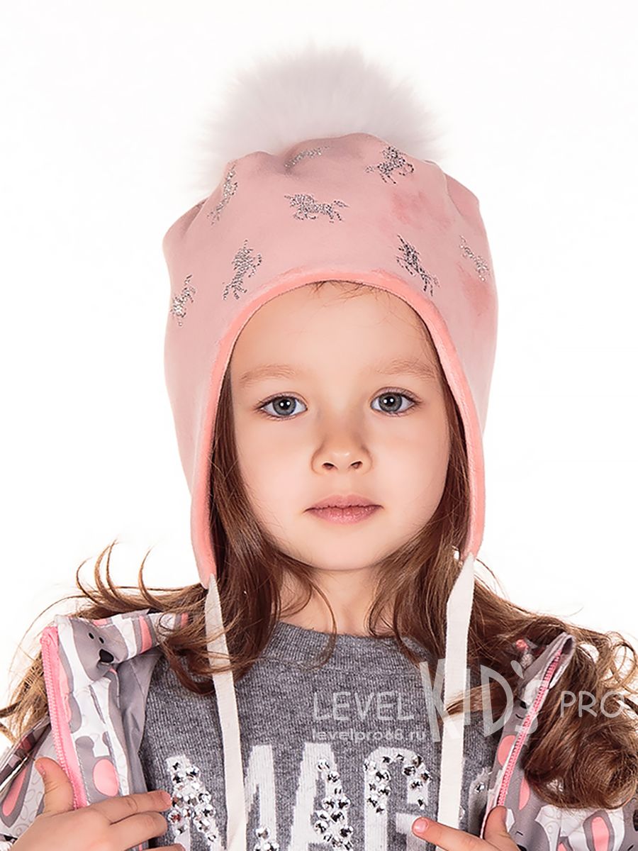 Россыпь Единорожки помпон kids шапка 031У.<br>Велюр~Velour-Unicorns Kids pompom hat 031Y 