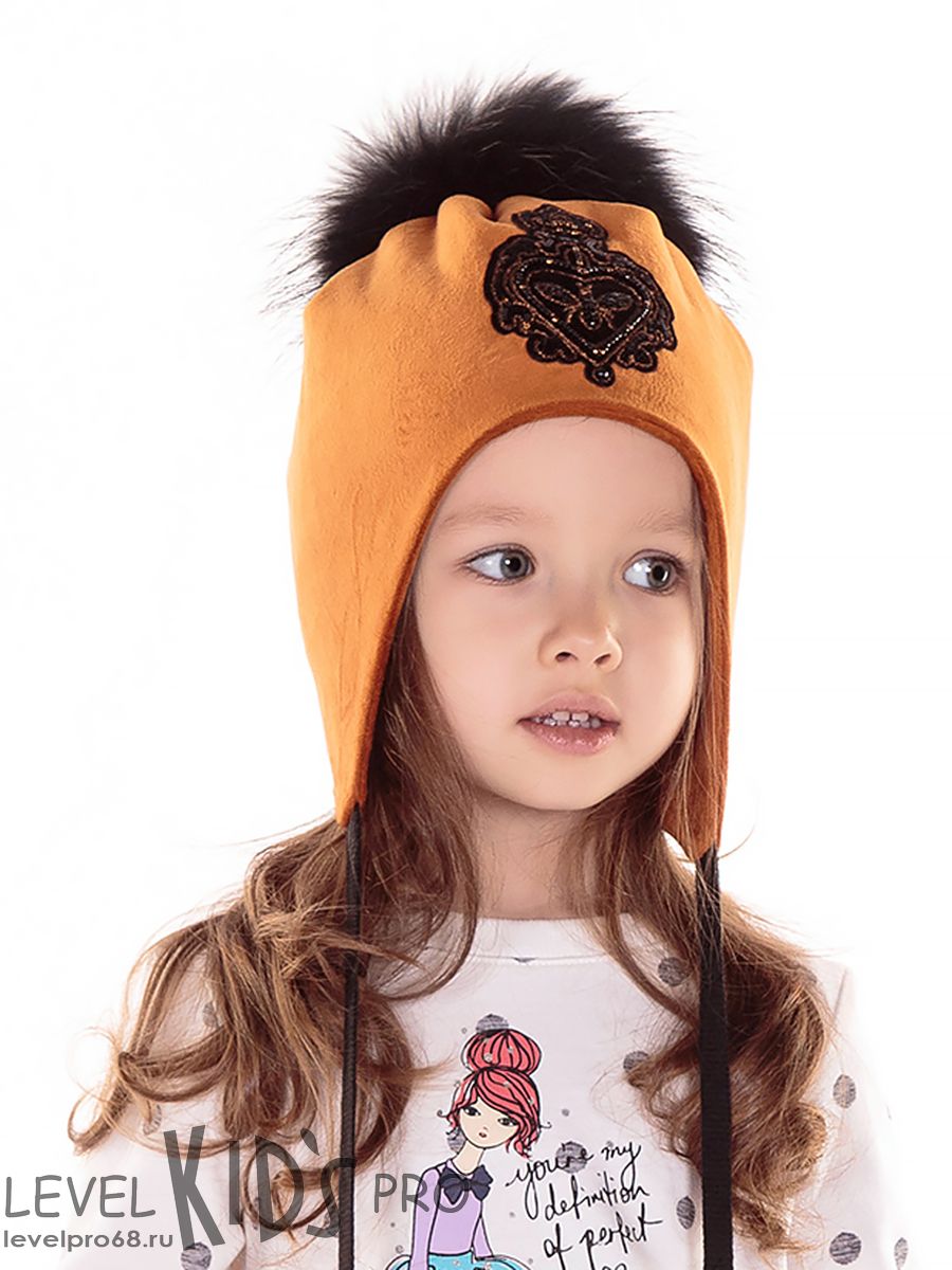 Вальдивия шеврон помпон kids шапка 031У.<br>Велюр~Velour-Valdivia chevron pompom hat 031Y 