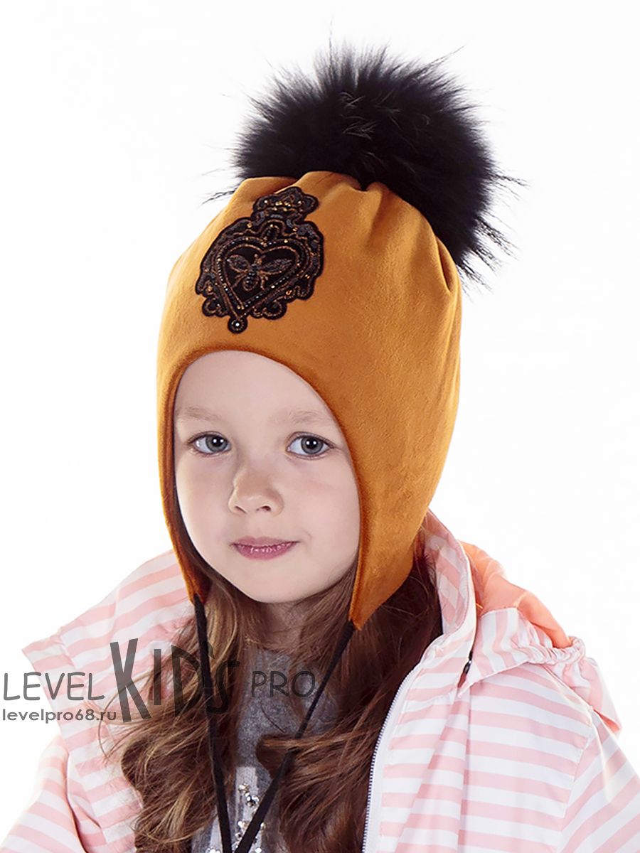 Севиль шеврон помпон kids шапка 031У.<br>Велюр~ Velour- Seville chevron pompom hat 031Y