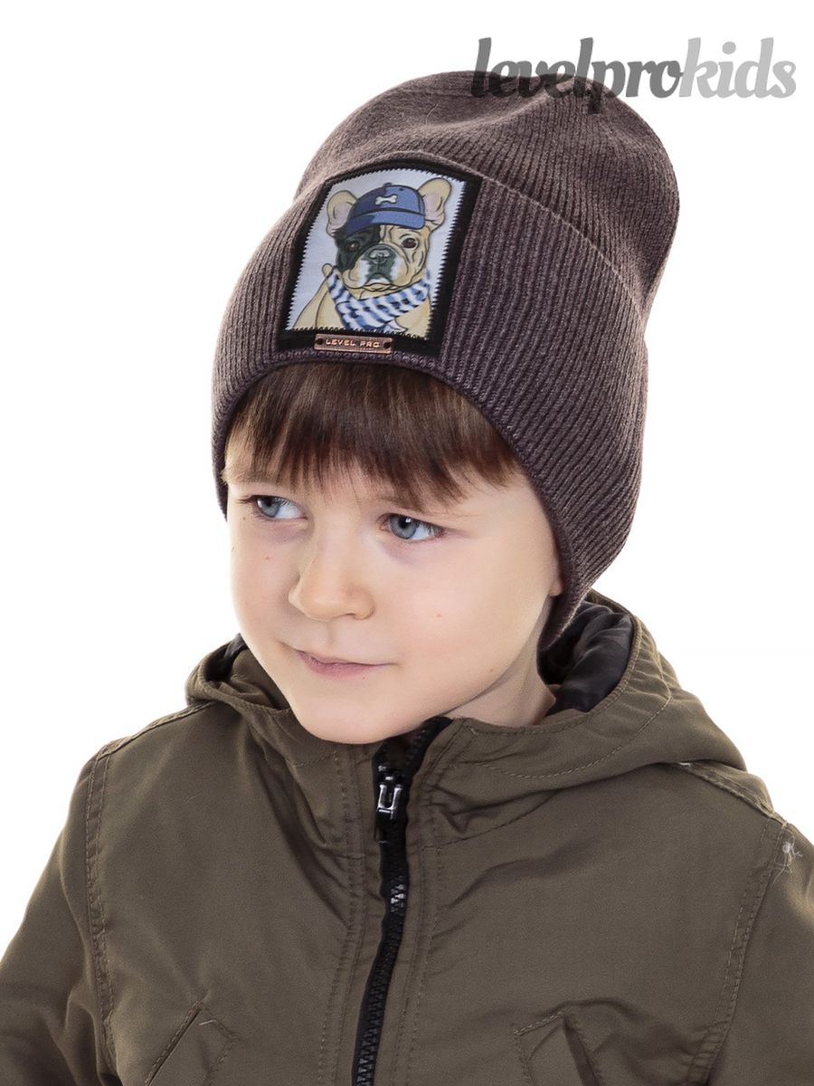 Бульдог Мэн kids VIP шапка ДЖ.<br>Вязка~Knit-Hound bull dog MAN kids hat DJ