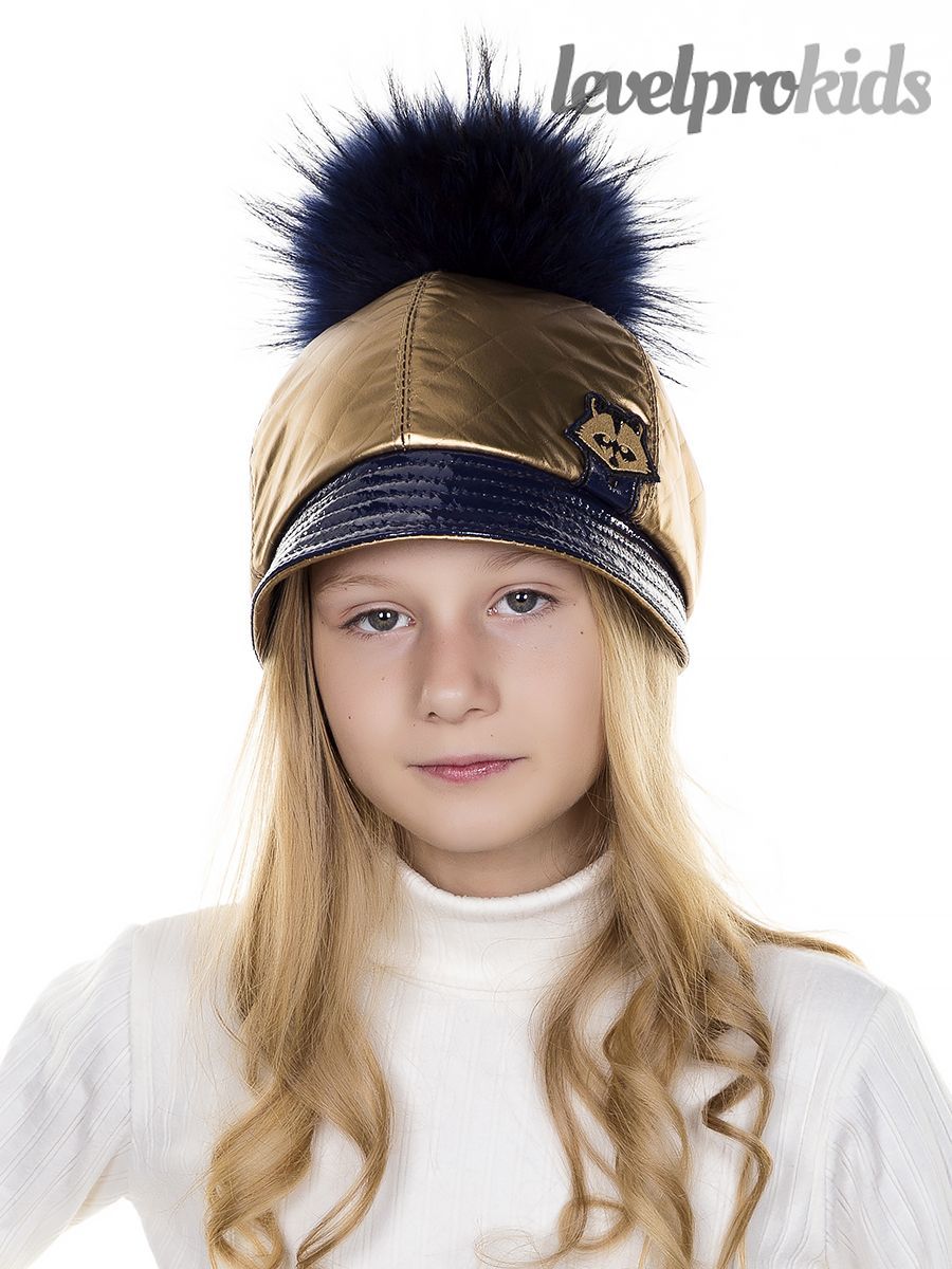 Элла шеврон Енот помпон VIP шапка.<br>Термостежка + эколак~Thermally quilted fabric+eco lacquer-Ella Raccoon chevron pompom hat
