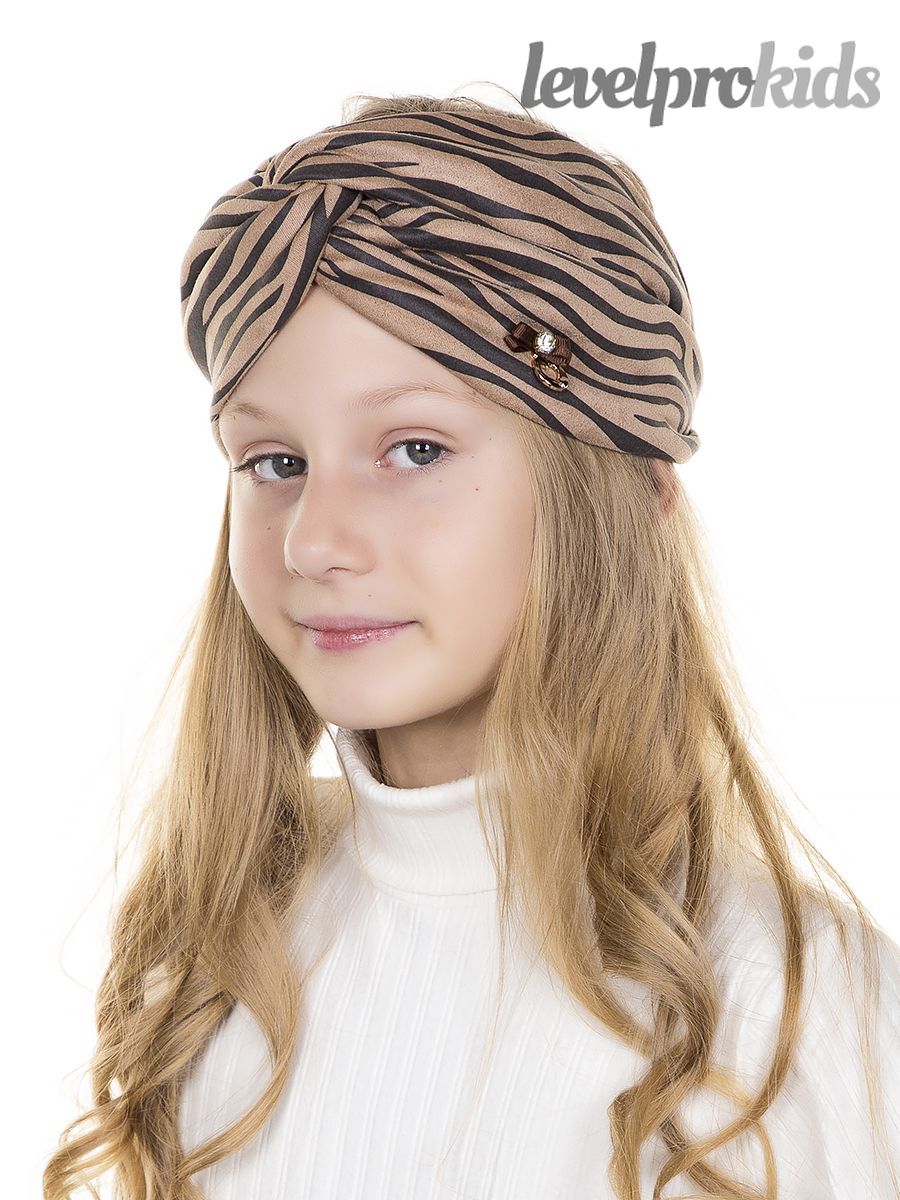 Полли kids повязка.<br>Трикотаж зебра~Zebra knit-Polly kids headband