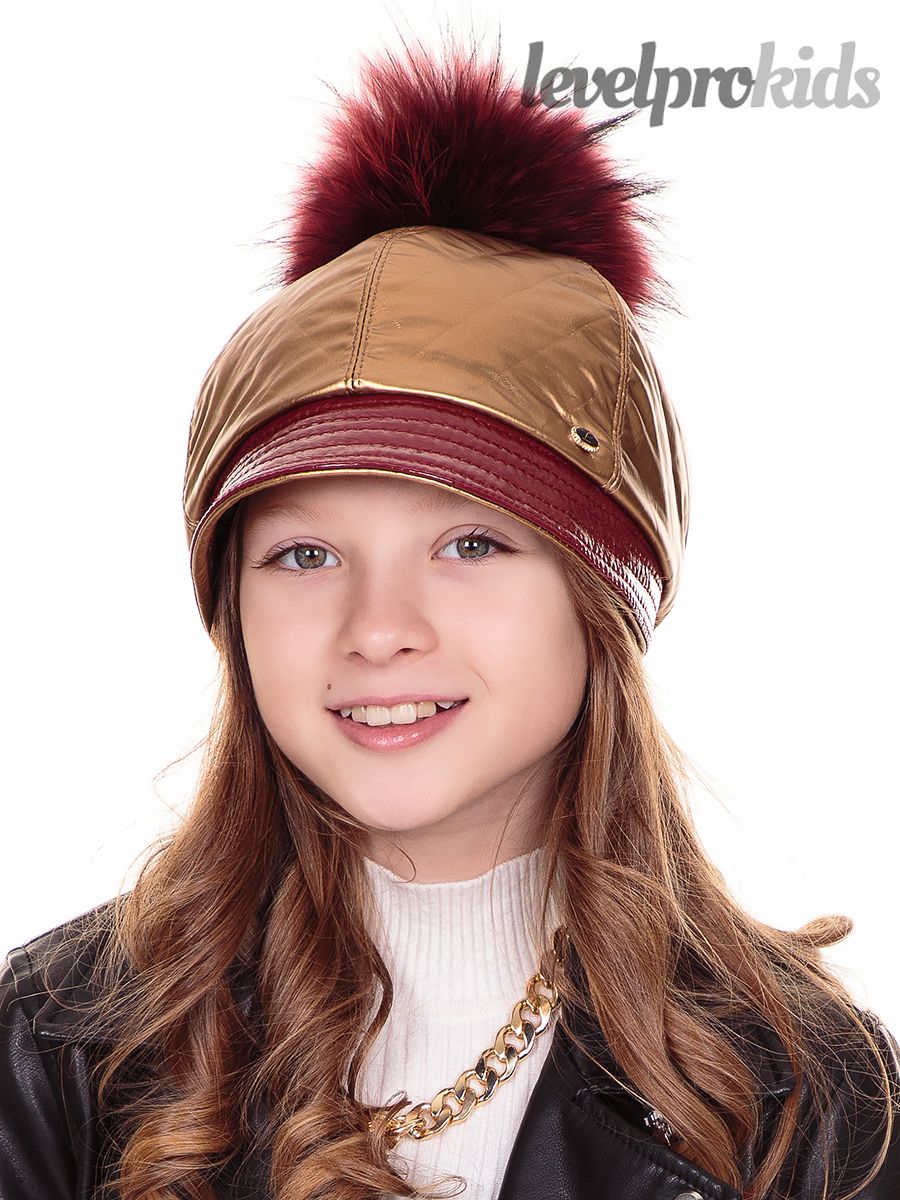 Элла Лого помпон VIP шапка.<br>Термостежка + эколак~Thermally quilted fabric+eco lacquer-Ella pompom hat