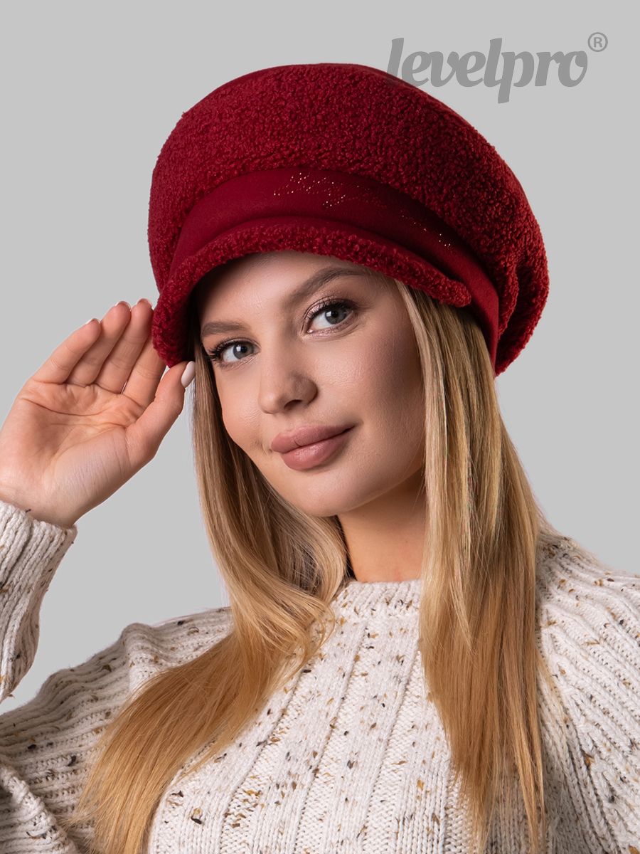 Венера Стиль Шик кепка.<br>Кашемир + трикотаж барашек~Cashmere+faux lambskin knit-Venus Style chic cap