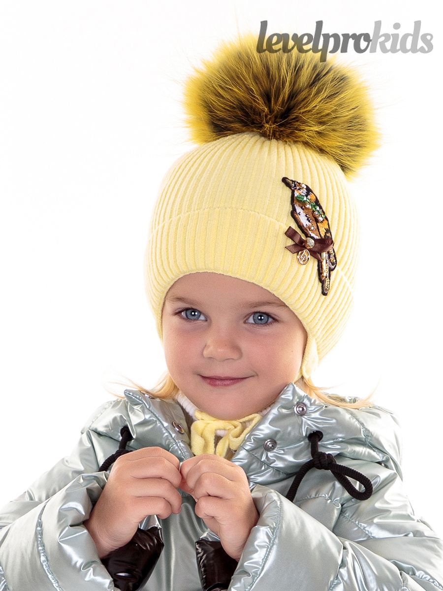 Синичка шеврон помпон VIP шапка ДН.<br>Вязка~Knitted hat-Chevron Сhickadee pompom VIP hat DN