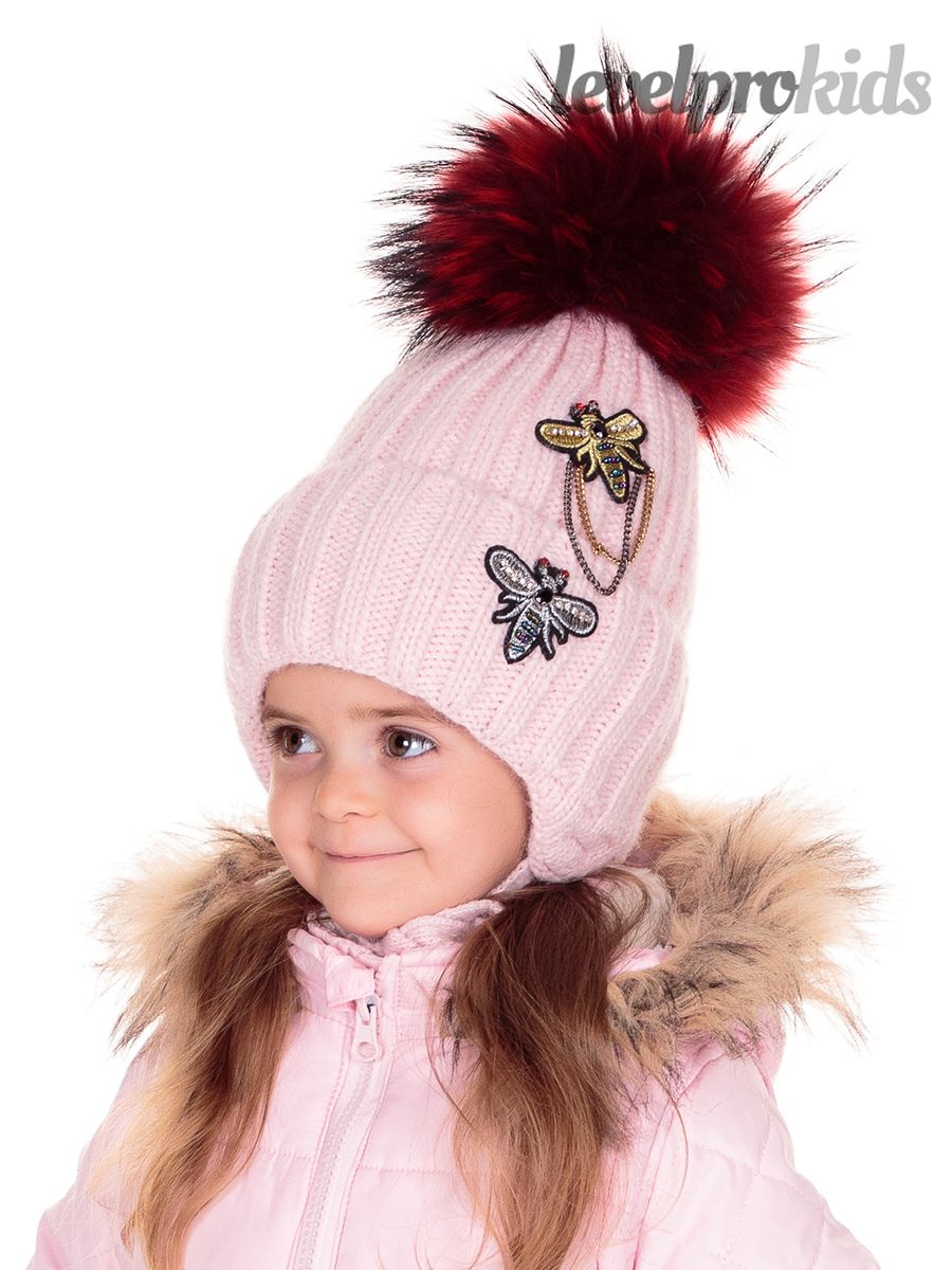 Муха Тесса шеврон помпон VIP шапка МЛ.<br>Вязка~Knitted hat-Chevron Fly Tessa pompom VIP hat ML