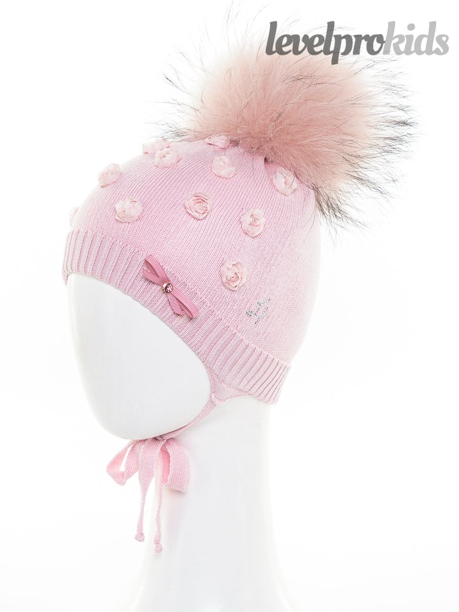 Розочка помпон VIP шапка КТ.<br>Вязка~Knitted hat-Rose pompom VIP hat KT