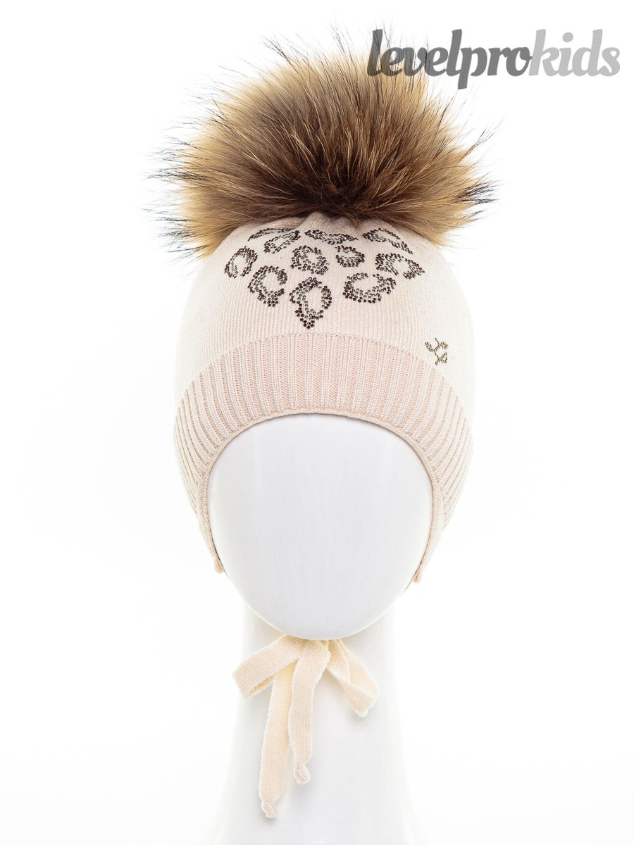 Сердечко Леопард помпон VIP шапка КТ.<br>Вязка~Knitted hat-Leopard heart pompom VIP hat KT