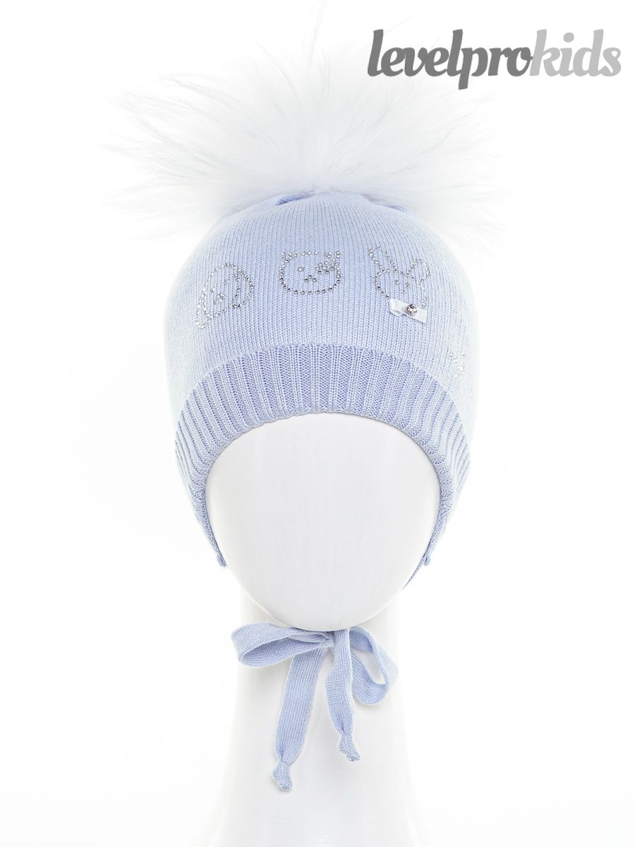 Пушистики помпон VIP шапка КТ.<br>Вязка~Knitted hat-Fluffy animals pompom VIP hat KT