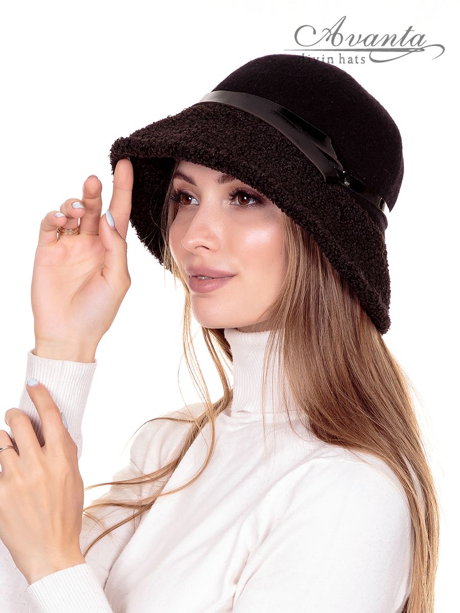 Молли шляпка.<br>Шерсть + трикотаж барашек~Wool+faux lambskin knit-Molly bucket hat