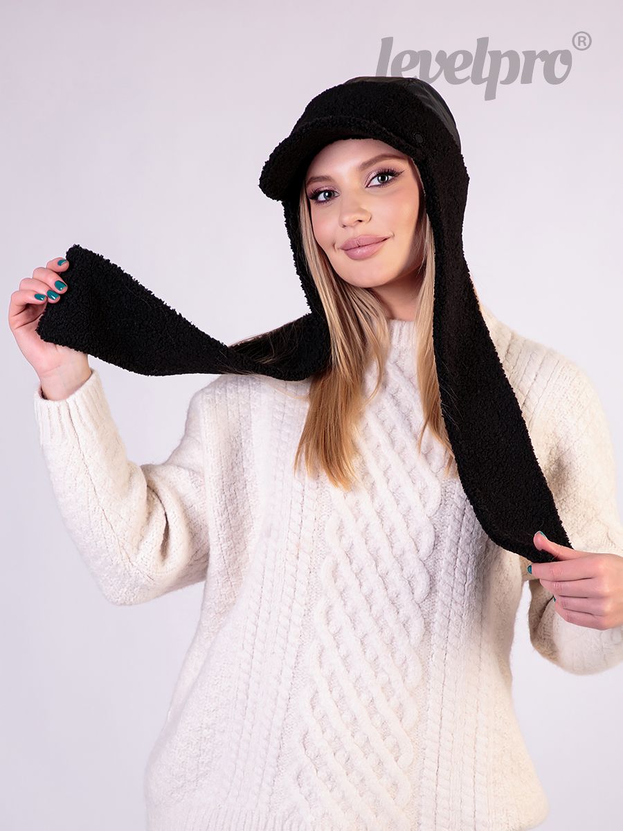 Сабина ушанка.<br>Плащевка/Плащевка металлик + трикотаж барашек~Raincoat fabric+faux lambskin knit-Sabina ushanka