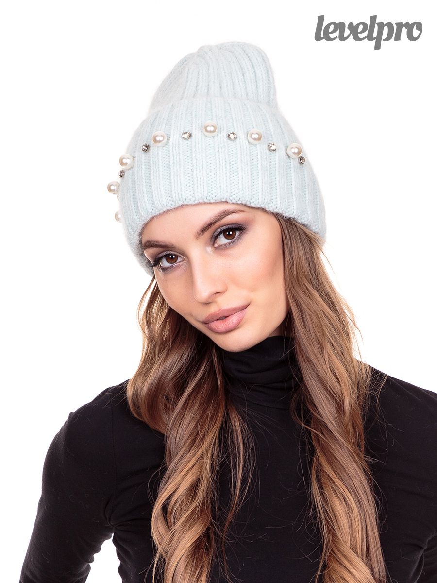 Жемчуг шапка АР.<br>Вязка~Knitted wool-Pearls beanie AR