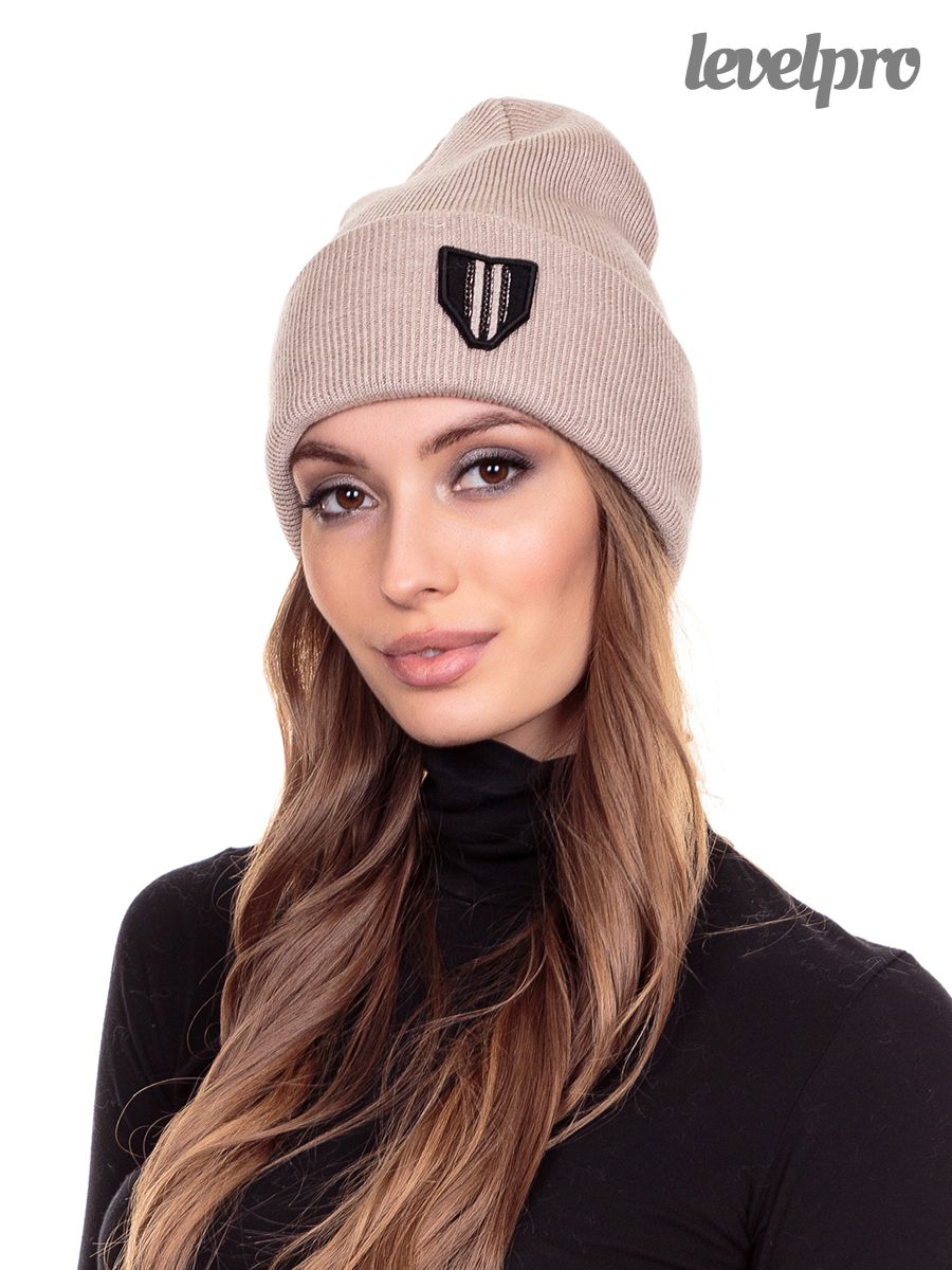 АРТ шеврон шапка СШ.<br>Вязка~Knitted wool-Chevron ART beanie SSH