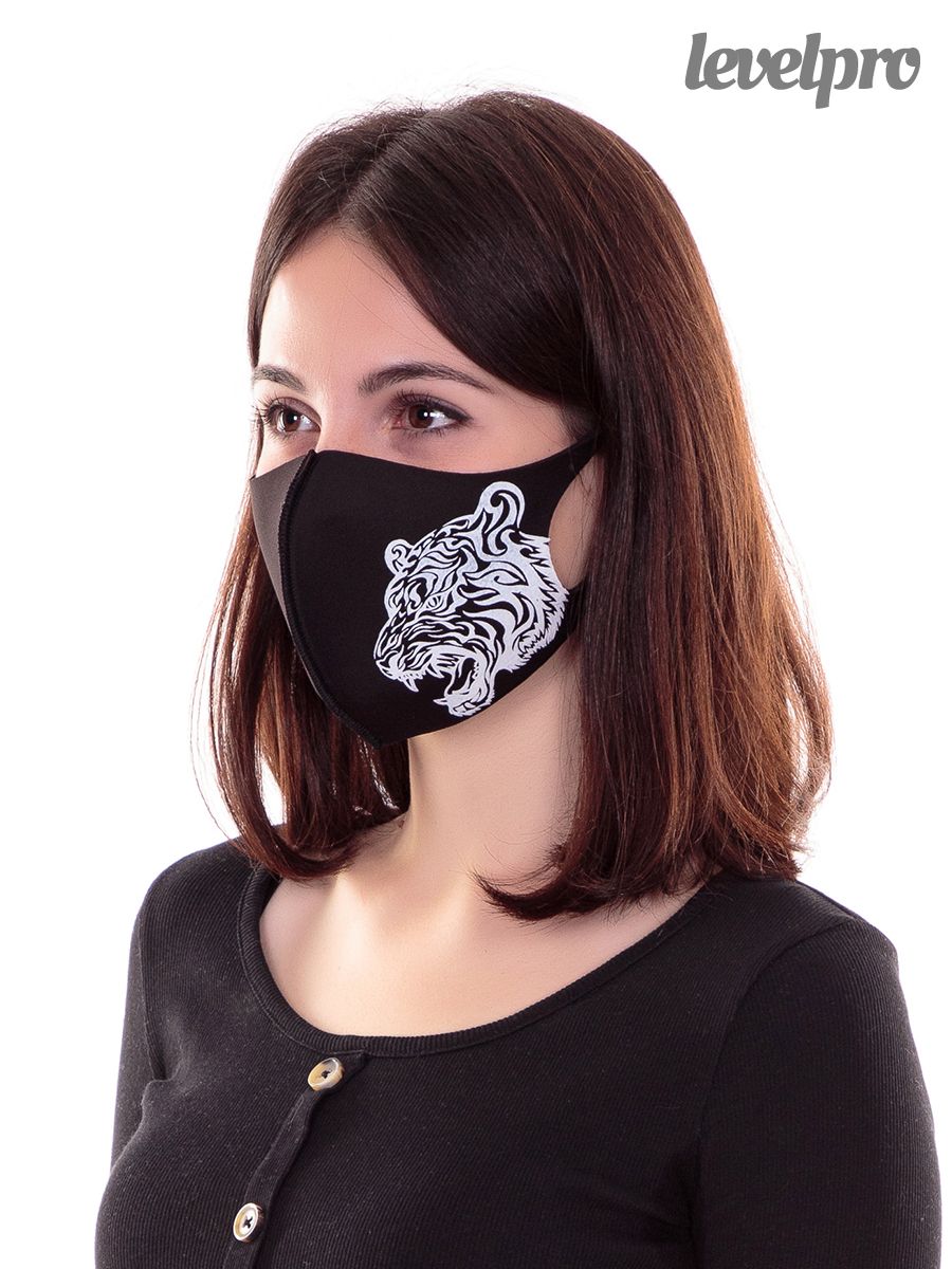 Маска защитная Тигр 2 печать.<br>Неопрен~Neoprene-Protective mask Tiger 2  print 