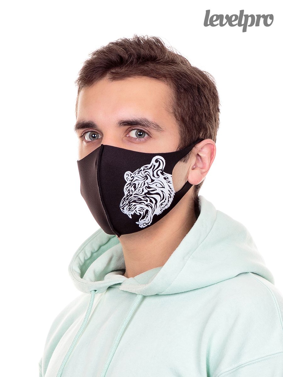 Маска защитная Тигр 2 печать.<br>Неопрен~Neoprene-Protective mask Tiger 2 print 